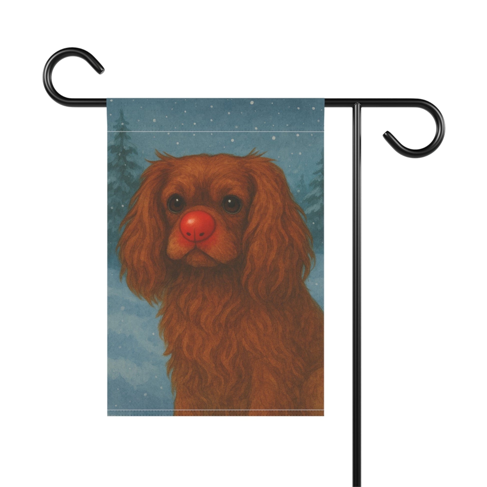 Ruby Cavalier Reindeer Garden Flag