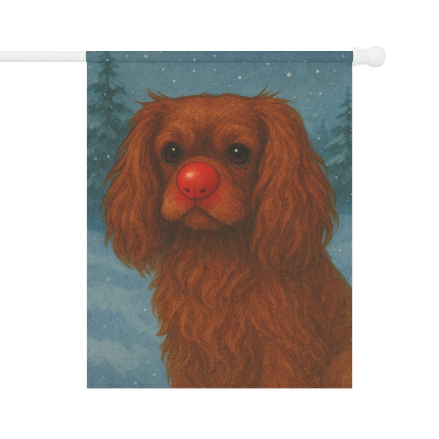 Ruby Cavalier Reindeer Garden Flag