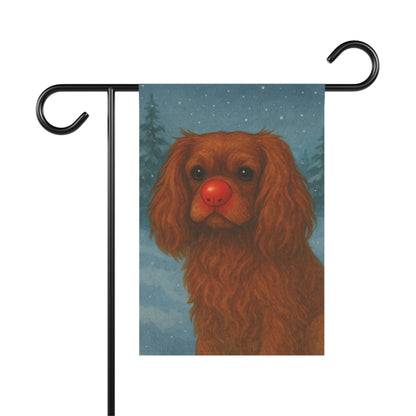 Ruby Cavalier Reindeer Garden Flag