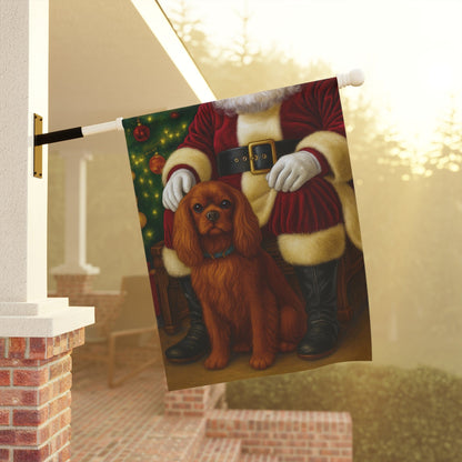 Ruby Cavalier Santa Clause Garden Flag