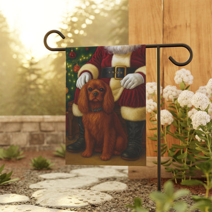Ruby Cavalier Santa Clause Garden Flag