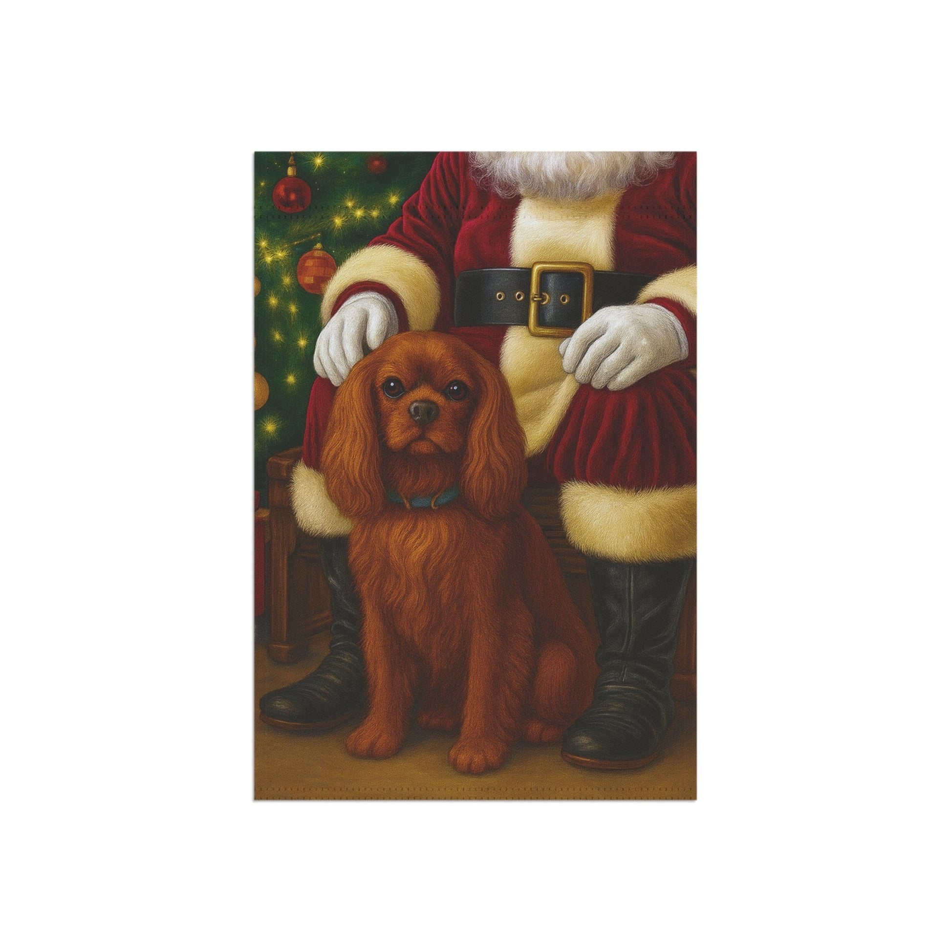 Ruby Cavalier Santa Clause Garden Flag