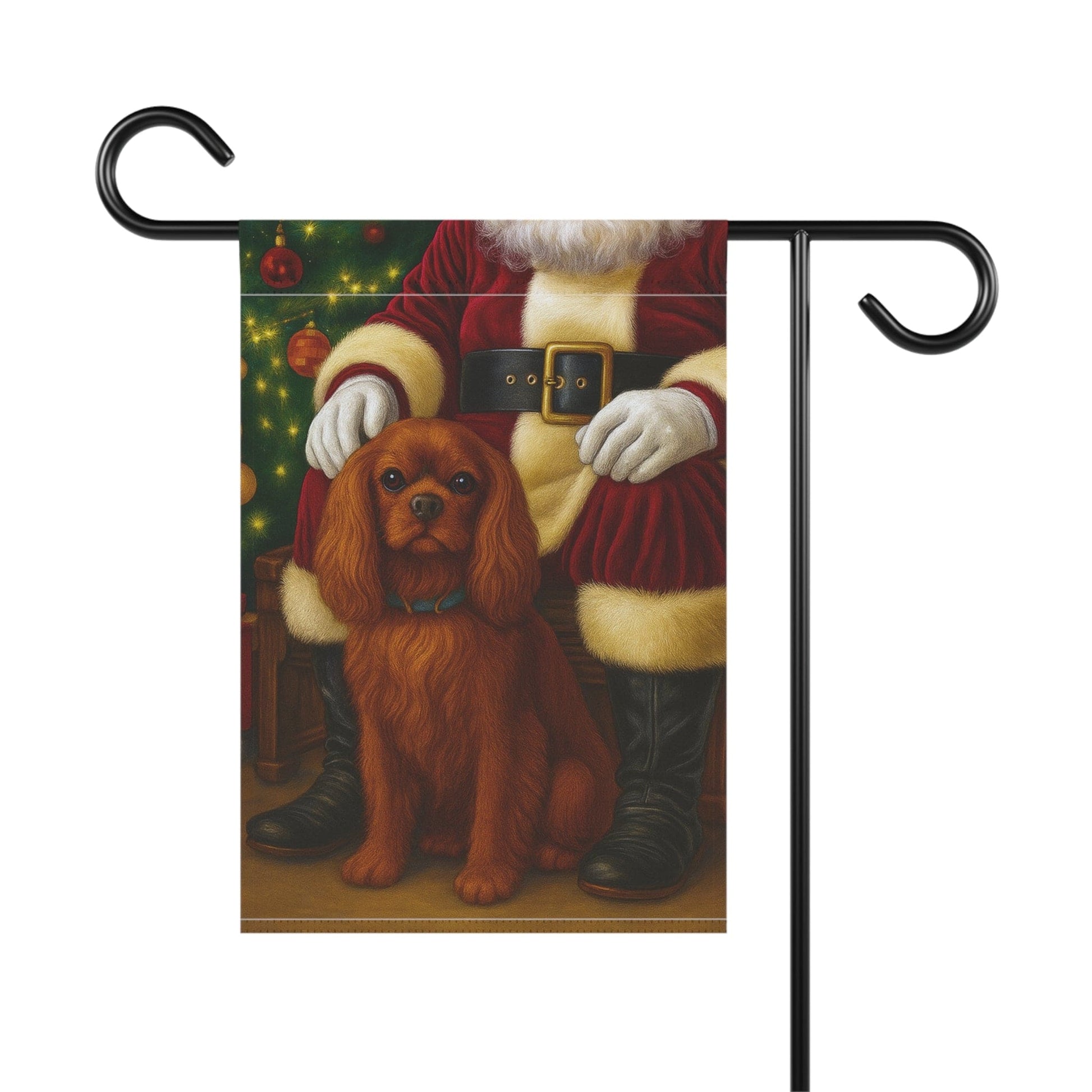Ruby Cavalier Santa Clause Garden Flag