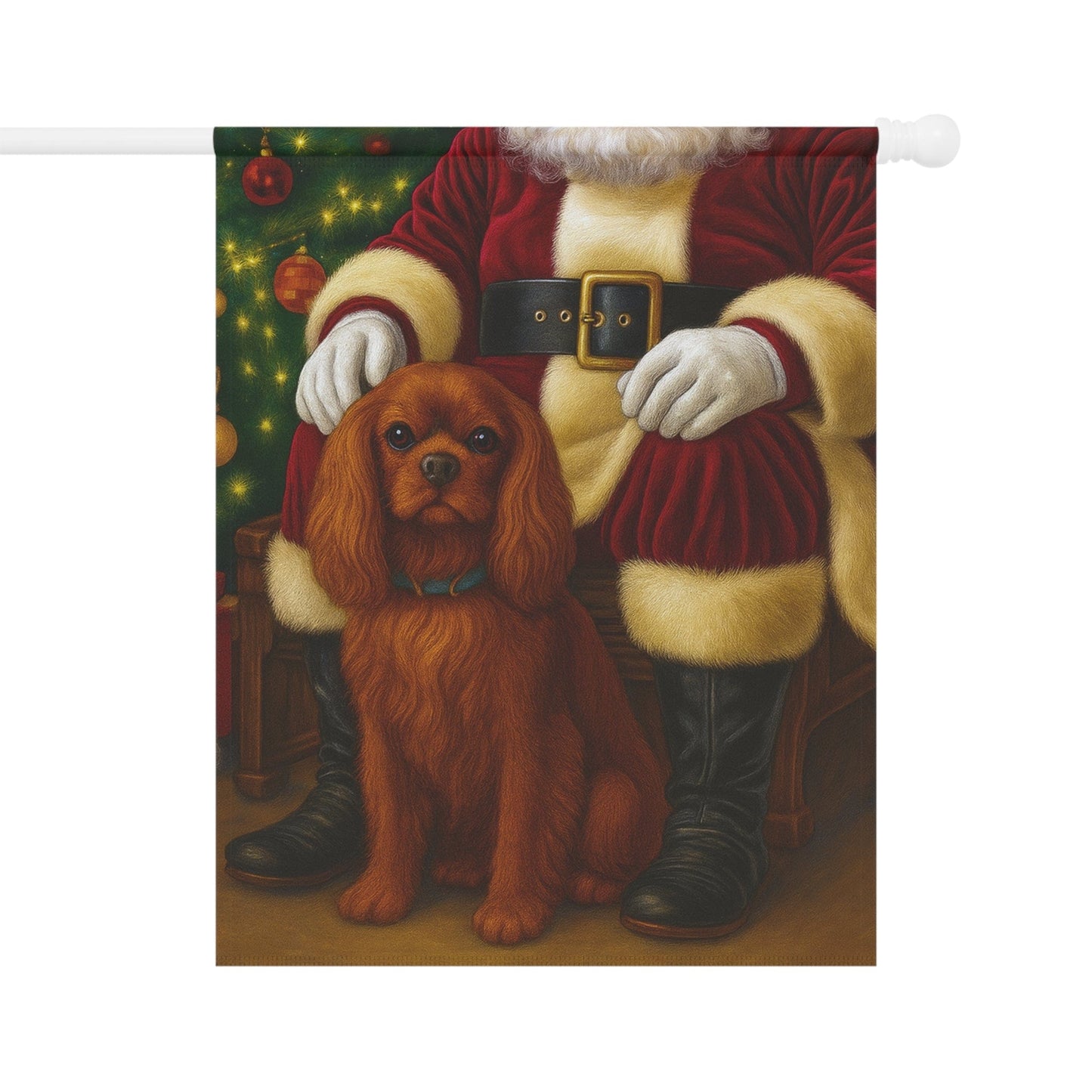 Ruby Cavalier Santa Clause Garden Flag