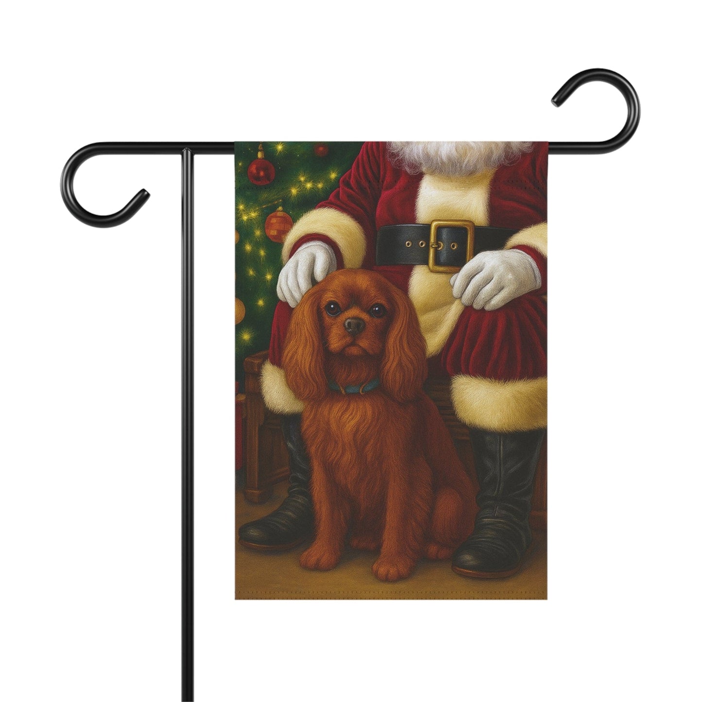 Ruby Cavalier Santa Clause Garden Flag
