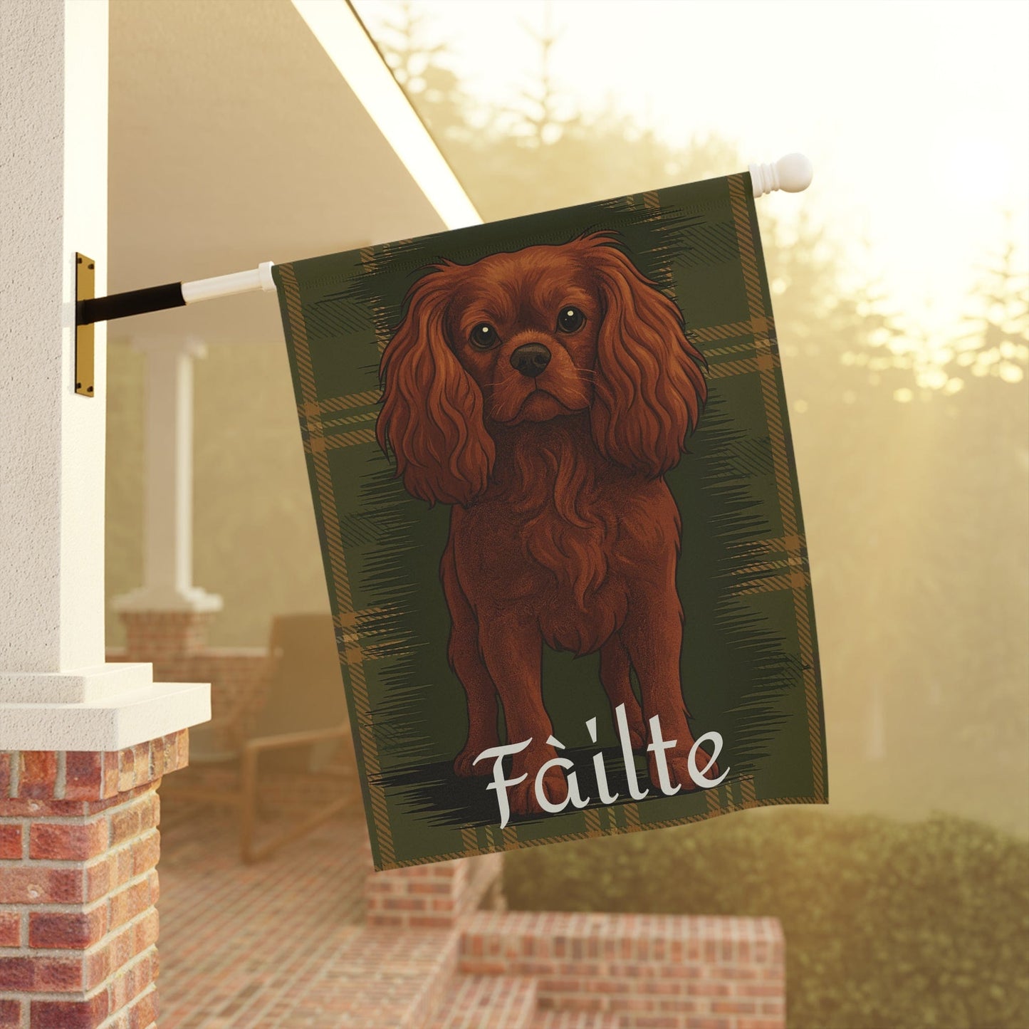 Ruby Cavalier Scottish Welcome Garden Flag