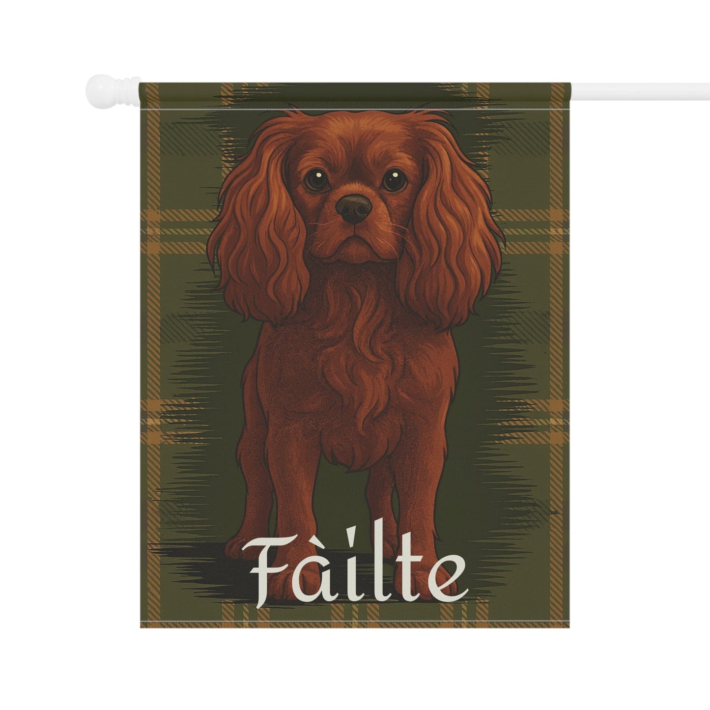 Ruby Cavalier Scottish Welcome Garden Flag