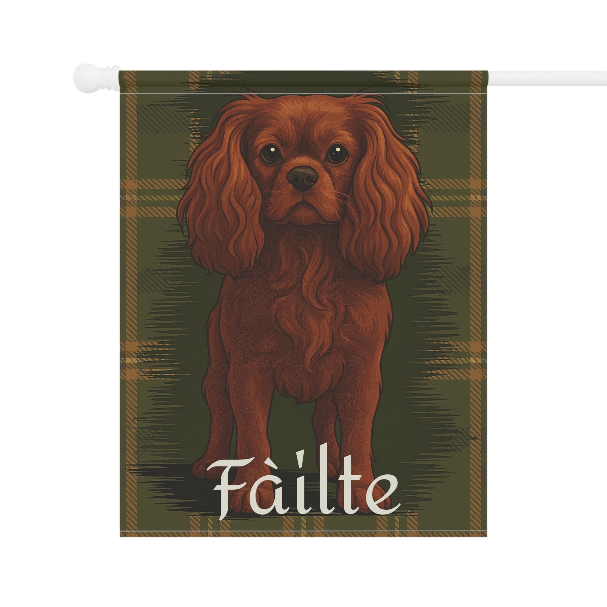 Ruby Cavalier Scottish Welcome Garden Flag
