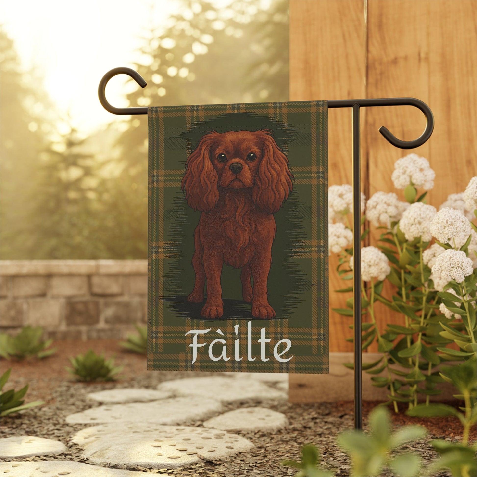 Ruby Cavalier Scottish Welcome Garden Flag