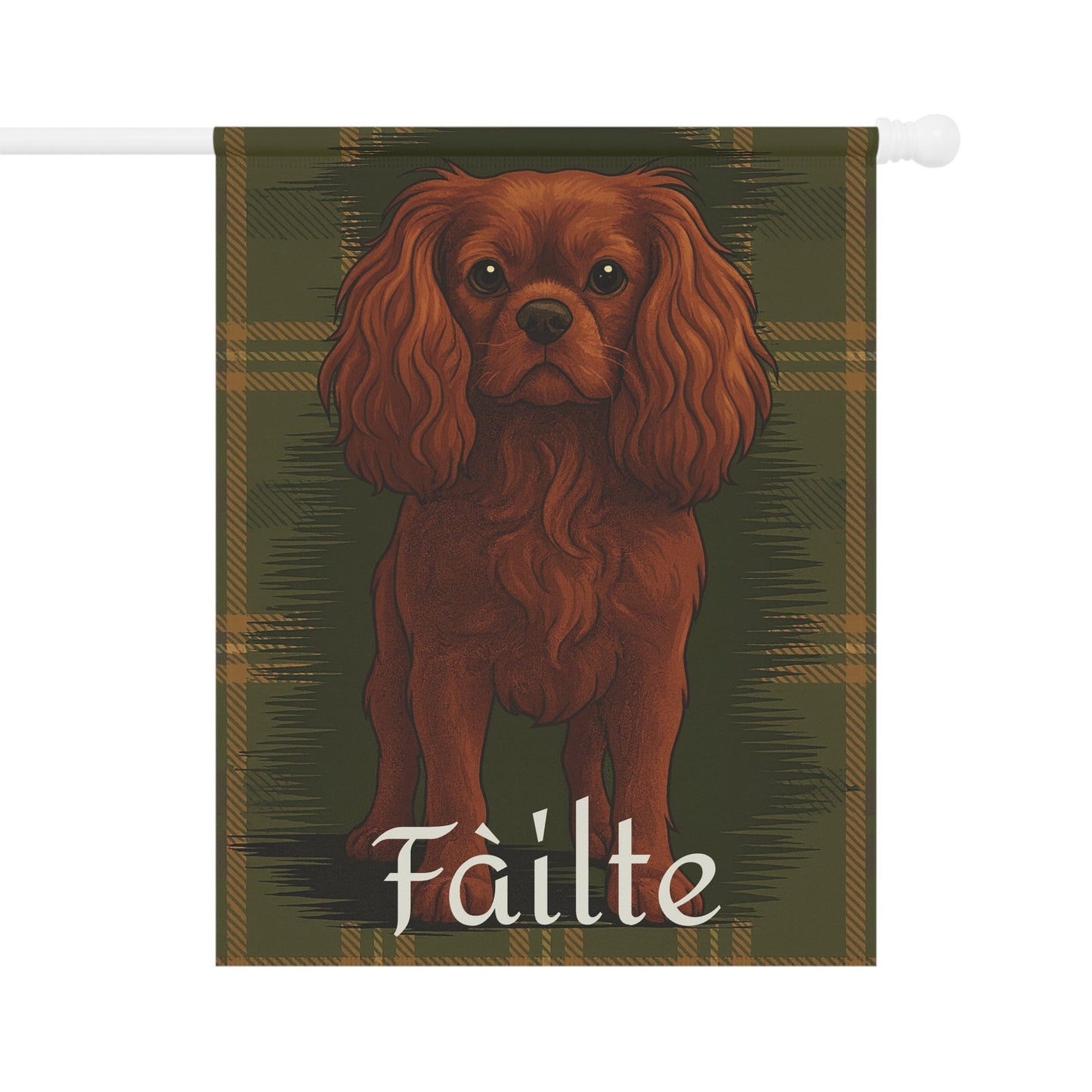 Ruby Cavalier Scottish Welcome Garden Flag