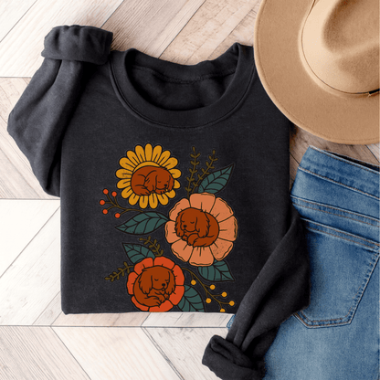 Ruby Cavalier Sleeping Flowers Sweatshirt Dark Heather