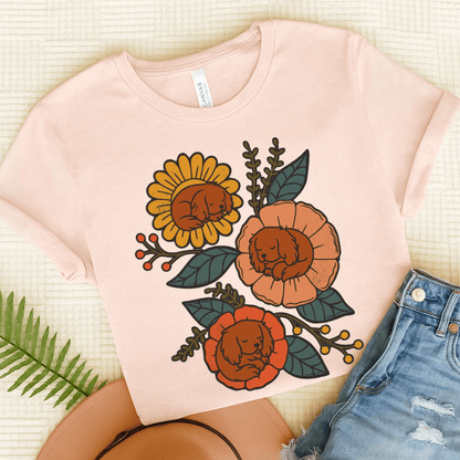 Ruby Cavalier Sleeping Flowers TShirt Soft Pink
