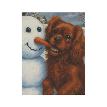 Ruby Cavalier Snowman Garden Flag