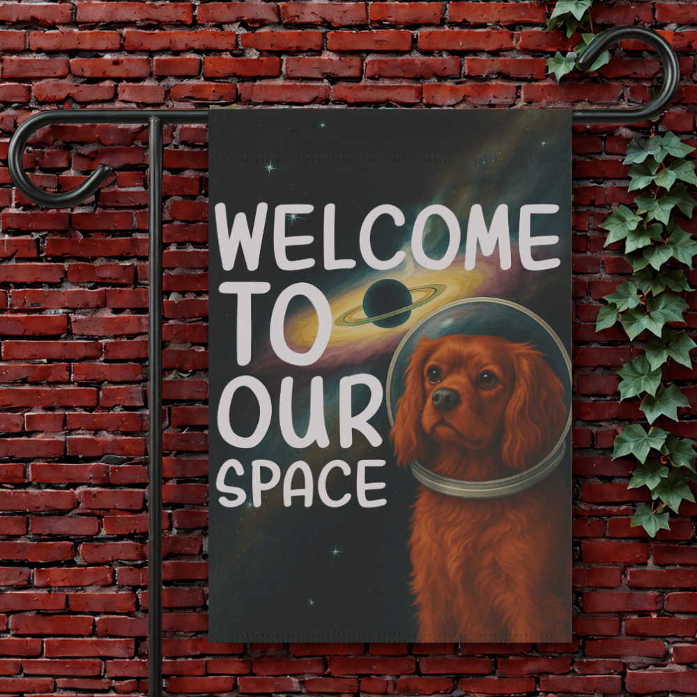 Ruby Cavalier Space Garden Flag 12'' × 18''