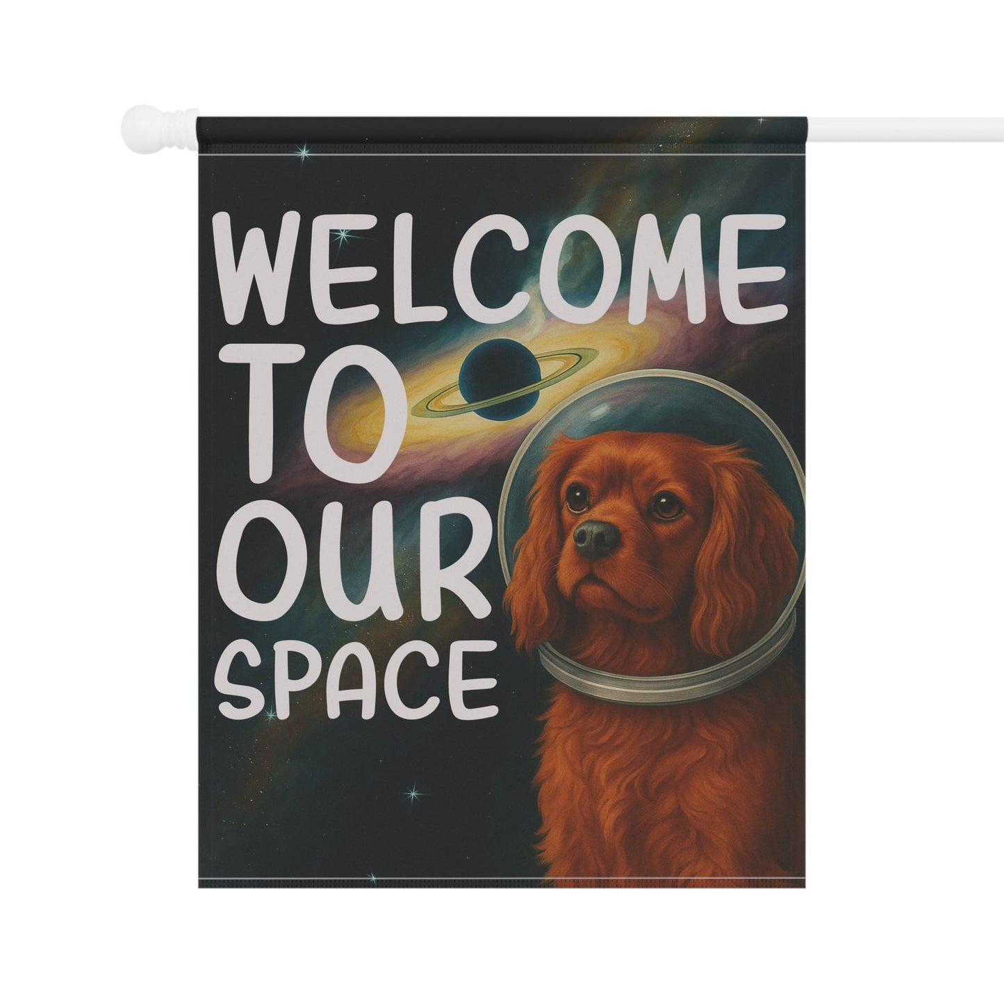 Ruby Cavalier Space Garden Flag