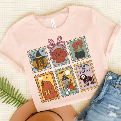 Ruby Cavalier Spooky Stamps TShirt Soft Pink