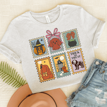 Ruby Cavalier Spooky Stamps TShirt Ash