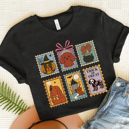 Ruby Cavalier Spooky Stamps TShirt Black Heather