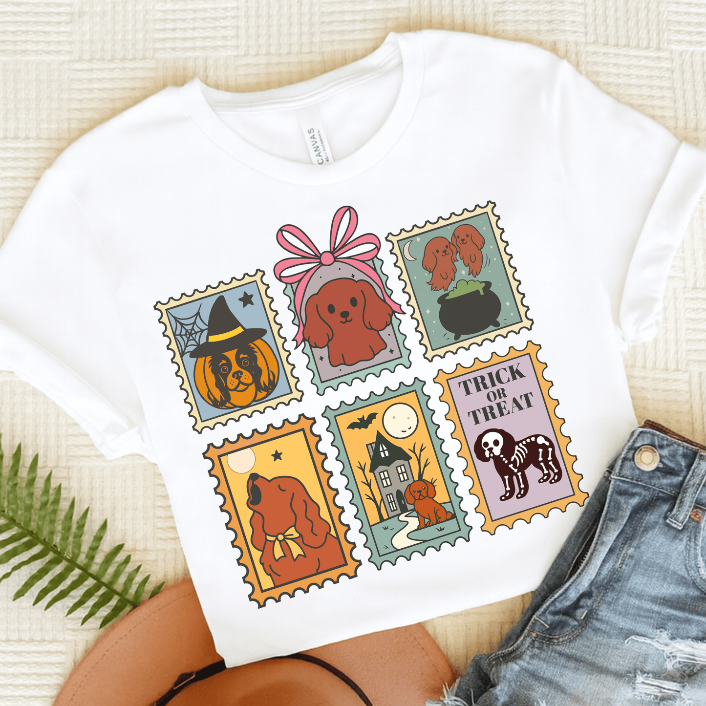 Ruby Cavalier Spooky Stamps TShirt White