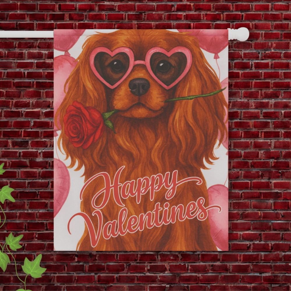 Ruby Cavalier Valentines Day Garden Flag 24.5'' × 32''