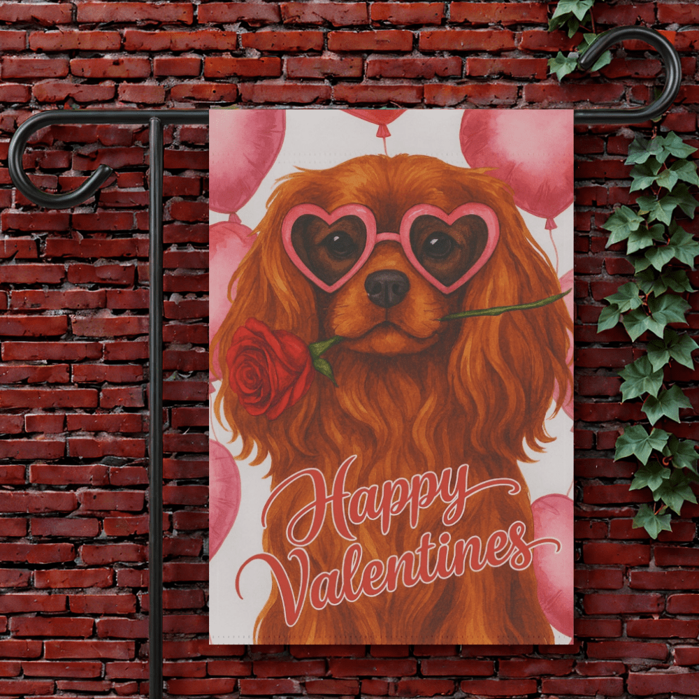 Ruby Cavalier Valentines Day Garden Flag 12'' × 18''