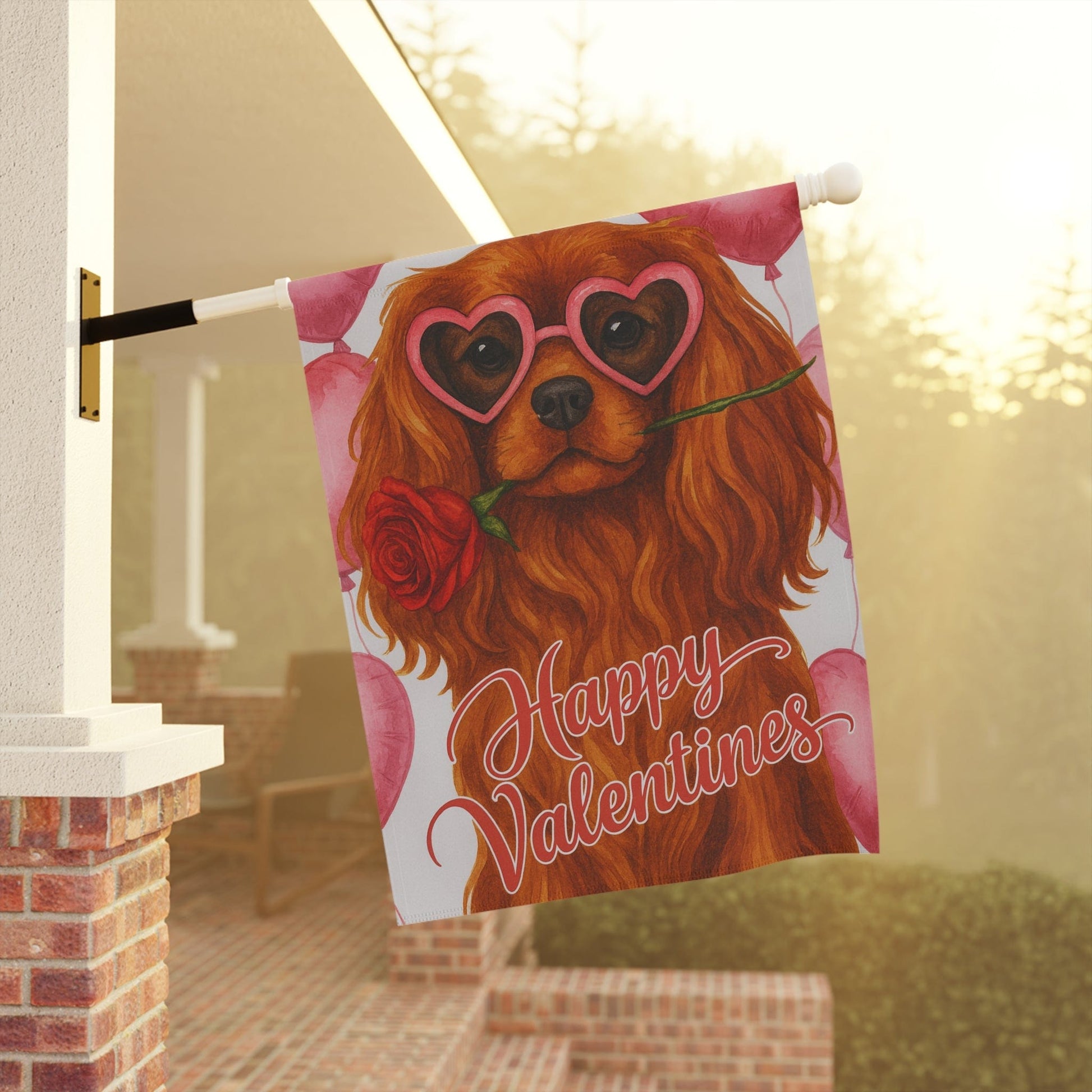 Ruby Cavalier Valentines Day Garden Flag