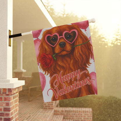 Ruby Cavalier Valentines Day Garden Flag