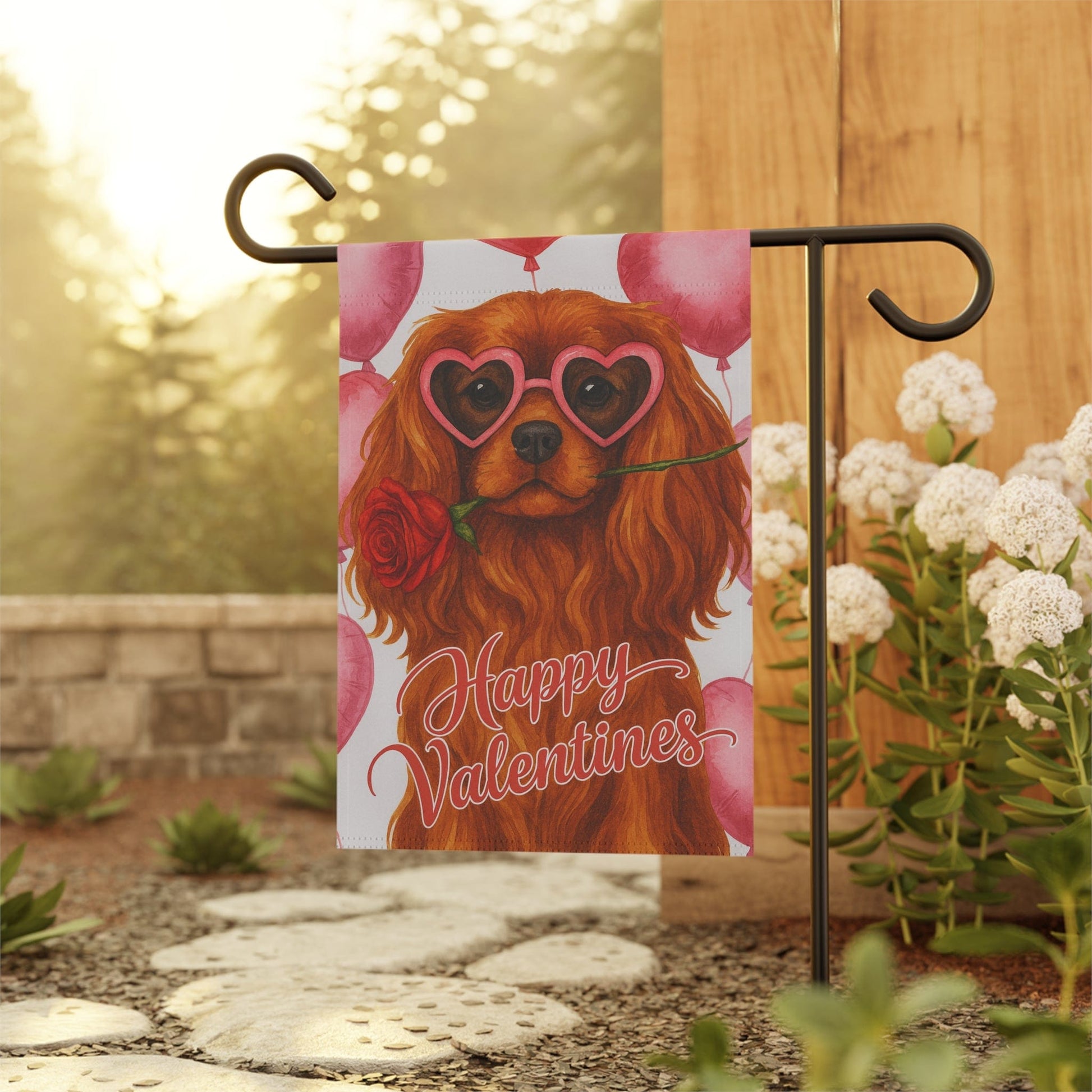 Ruby Cavalier Valentines Day Garden Flag