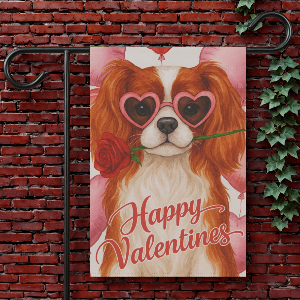 Ruby Cavalier Valentines Day Garden Flag 12'' × 18''