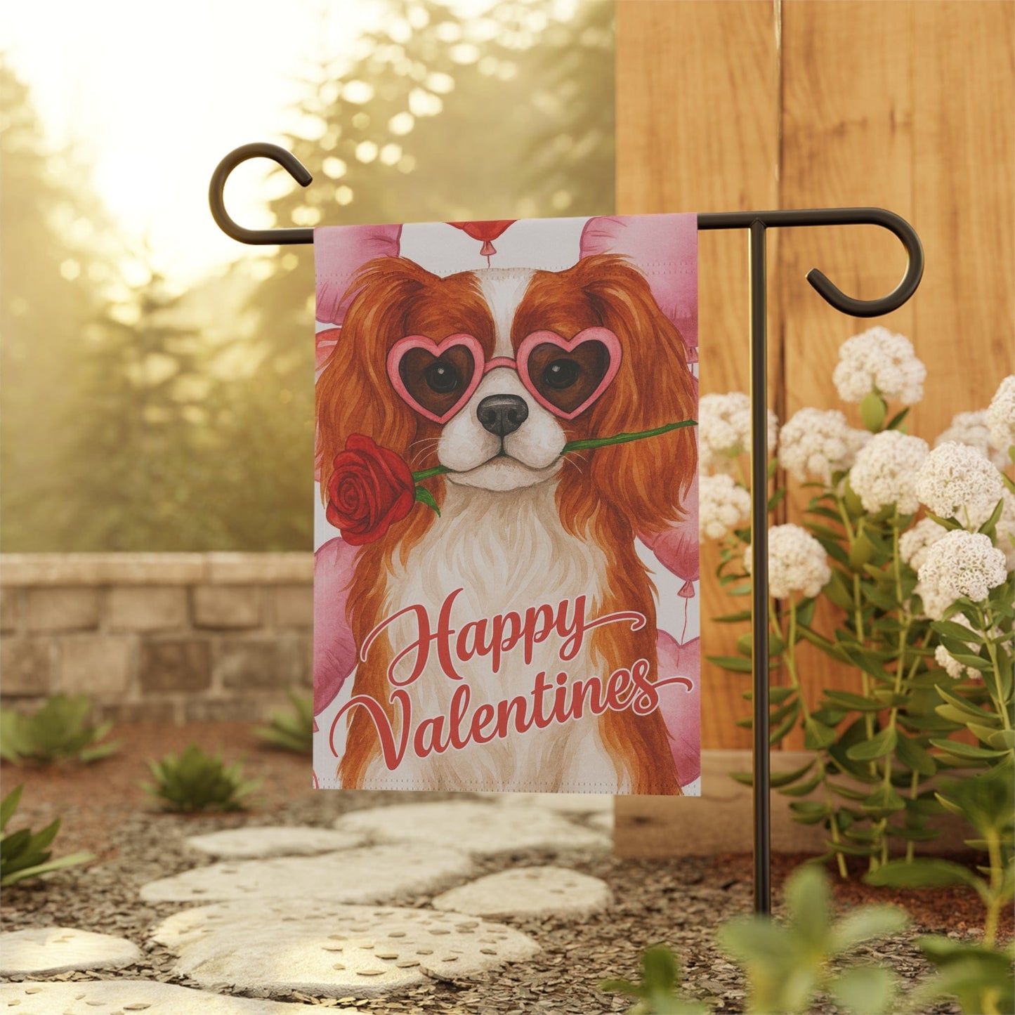 Ruby Cavalier Valentines Day Garden Flag