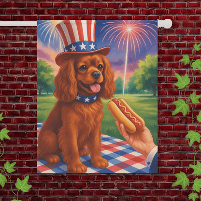 Printify Garden Flag 24.5'' × 32'' Ruby King Charles Cavalier 4th of July Garden Flag
