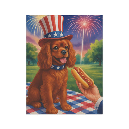 Printify Garden Flag Ruby King Charles Cavalier 4th of July Garden Flag