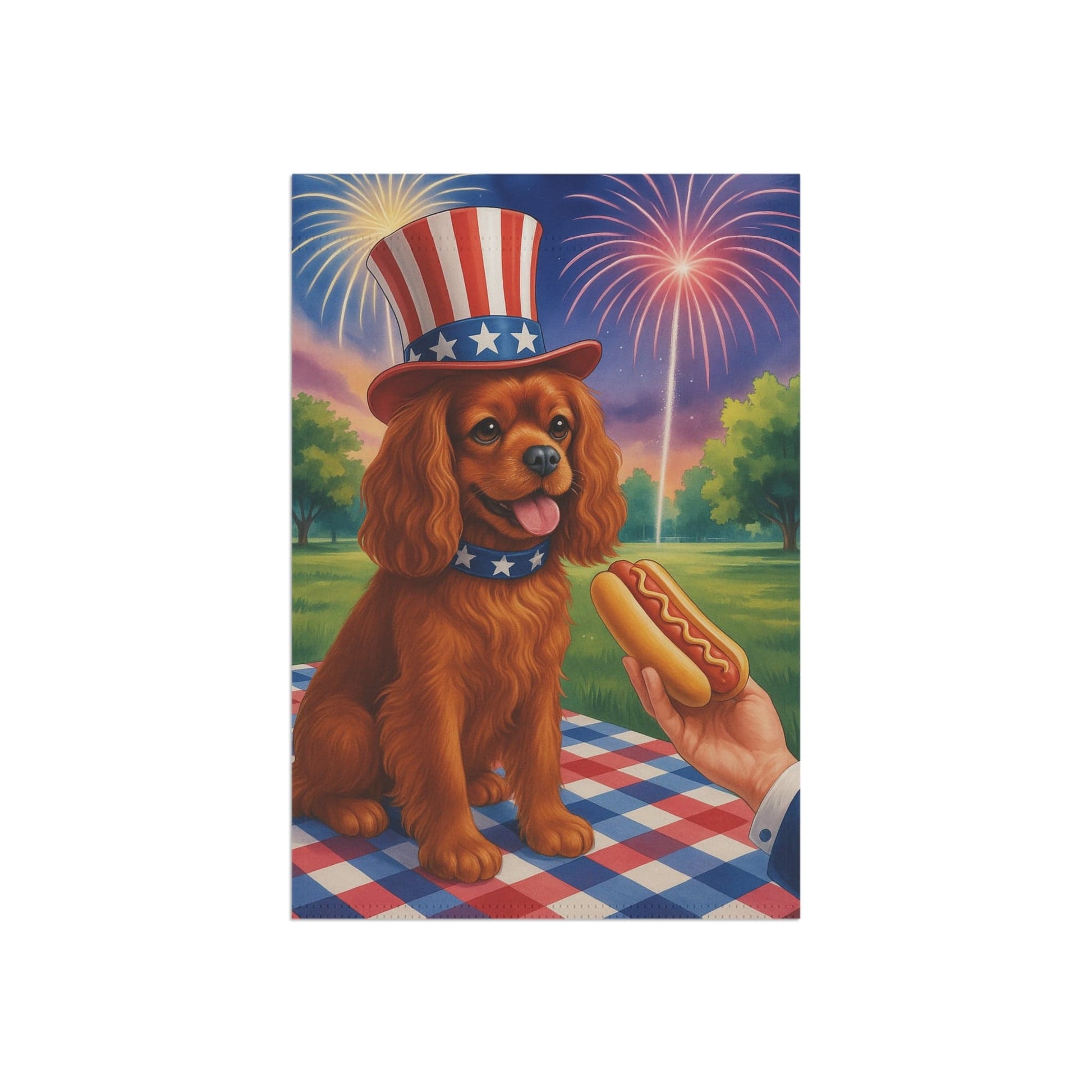 Printify Garden Flag Ruby King Charles Cavalier 4th of July Garden Flag
