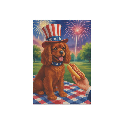 Printify Garden Flag Ruby King Charles Cavalier 4th of July Garden Flag