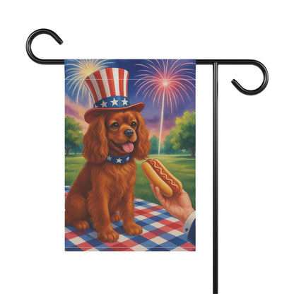 Printify Garden Flag Ruby King Charles Cavalier 4th of July Garden Flag