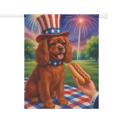 Printify Garden Flag Ruby King Charles Cavalier 4th of July Garden Flag
