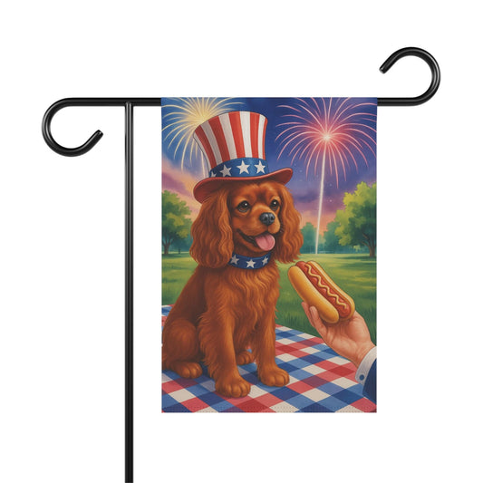 Printify Garden Flag Ruby King Charles Cavalier 4th of July Garden Flag