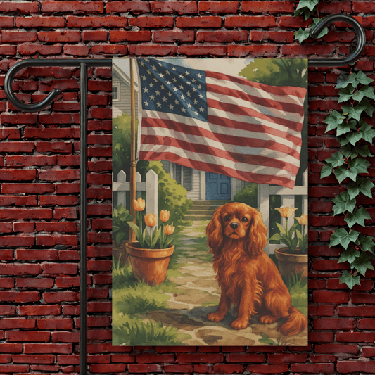 Printify Garden Flag 12'' × 18'' Ruby King Charles Cavalier American Garden Flag
