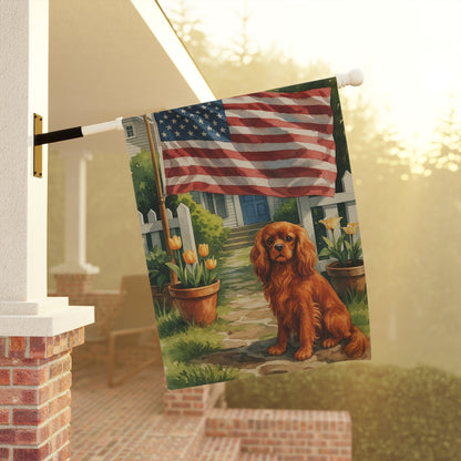 Printify Garden Flag Ruby King Charles Cavalier American Garden Flag