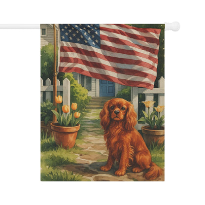 Printify Garden Flag Ruby King Charles Cavalier American Garden Flag