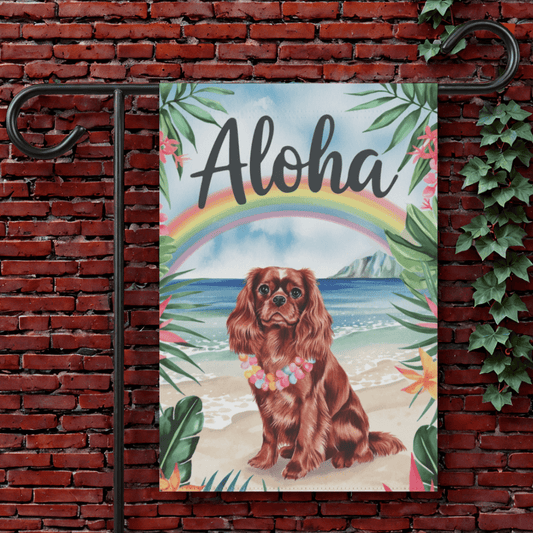 Printify Garden Flag 12'' × 18'' Ruby King Charles Cavalier Hawaii Garden Flag