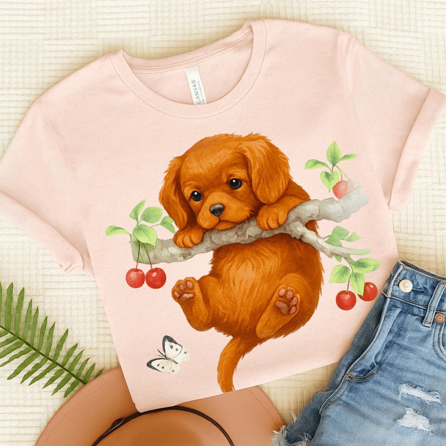 Printify T-Shirt Soft Pink / S Ruby King Charles Hang In There Tshirt