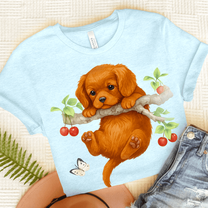 Printify T-Shirt Heather Ice Blue / S Ruby King Charles Hang In There Tshirt