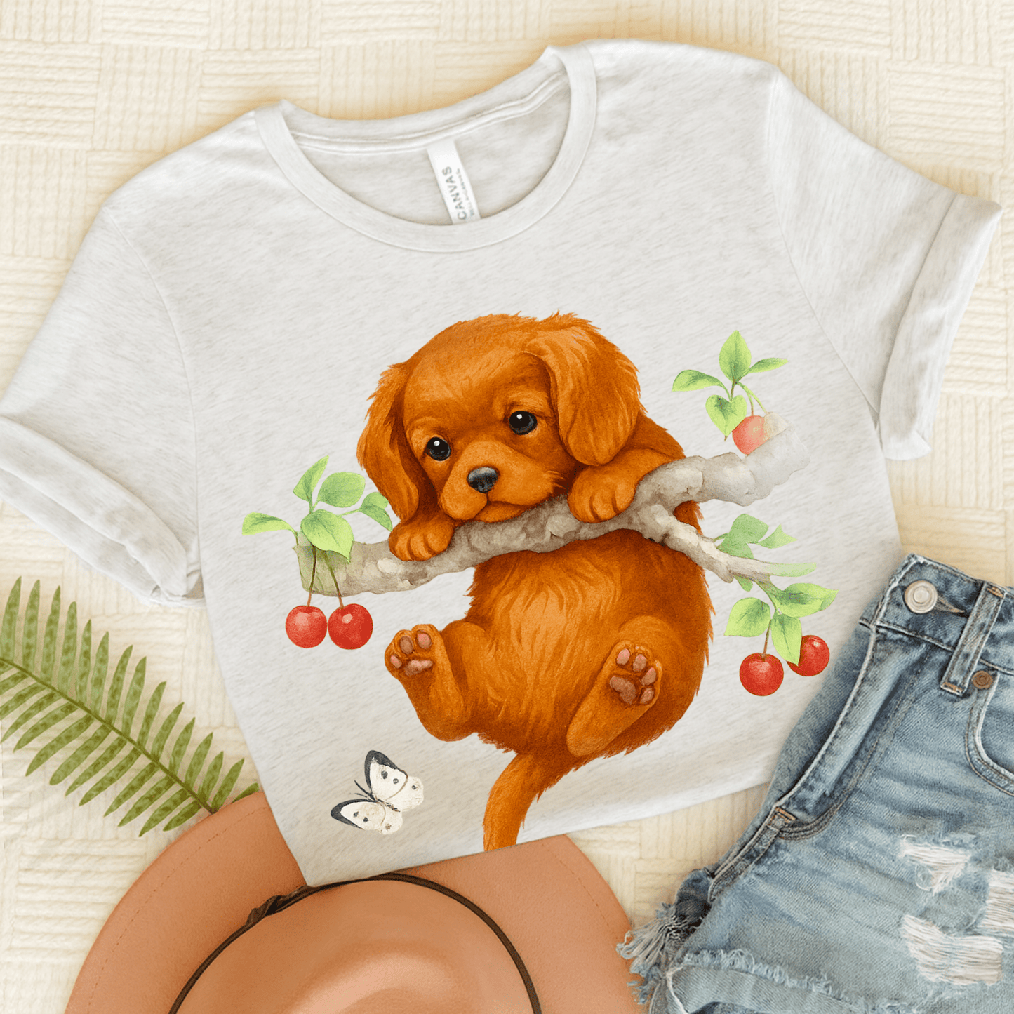 Printify T-Shirt Ash / S Ruby King Charles Hang In There Tshirt