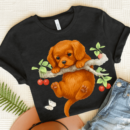 Printify T-Shirt Black Heather / S Ruby King Charles Hang In There Tshirt