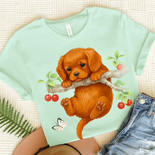 Printify T-Shirt Heather Mint / S Ruby King Charles Hang In There Tshirt