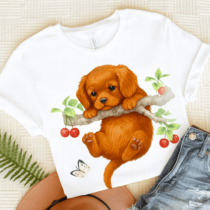 Printify T-Shirt White / S Ruby King Charles Hang In There Tshirt