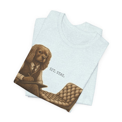 Printify T-Shirt Ruby King Charles Sit Stay TShirt