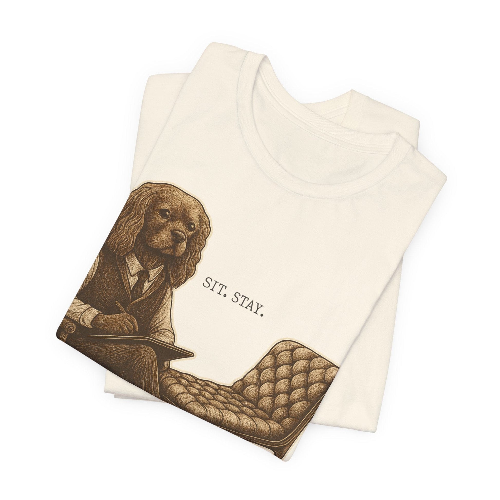Printify T-Shirt Ruby King Charles Sit Stay TShirt