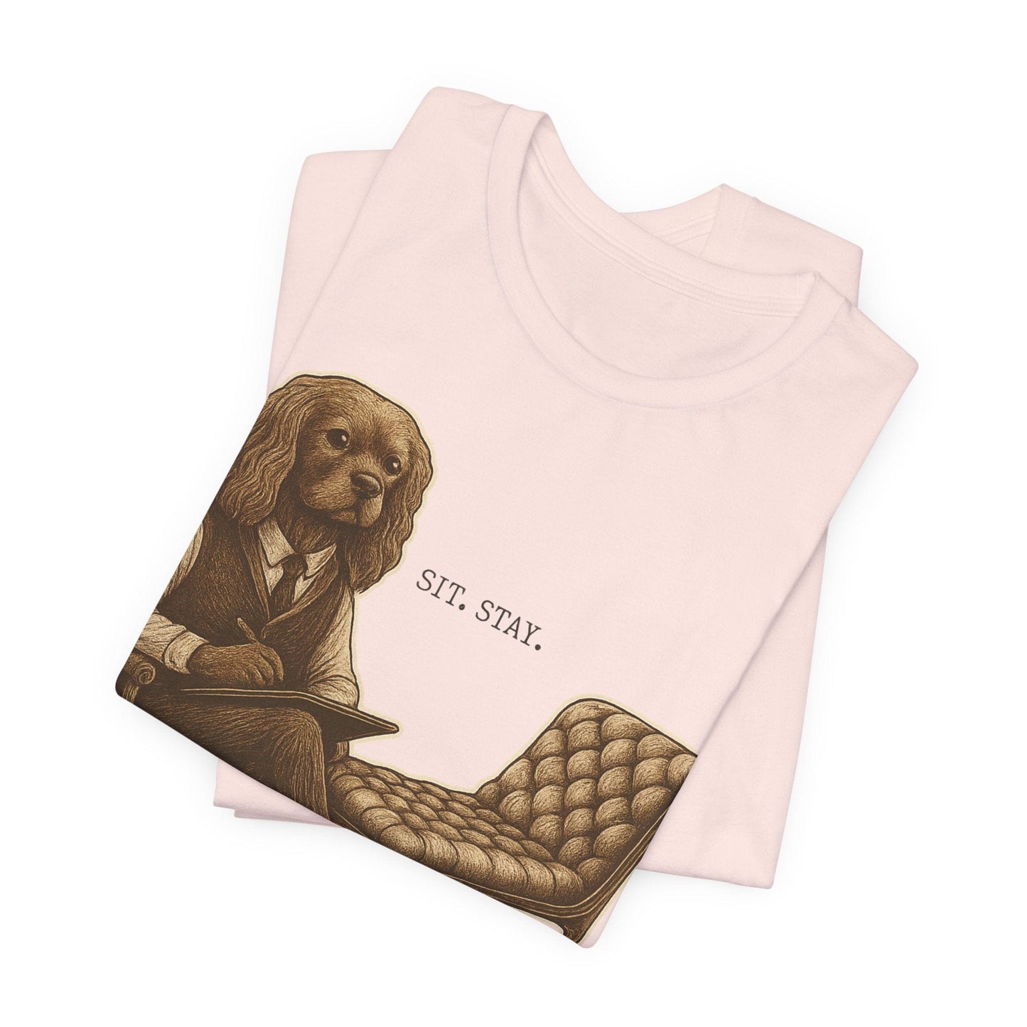 Printify T-Shirt Ruby King Charles Sit Stay TShirt